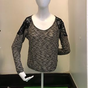 ANTHROPOLOGY Tea n Rose woven lace thin sweater